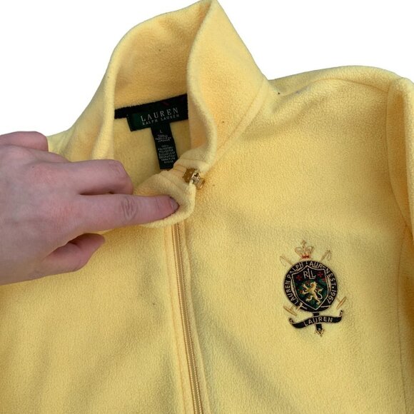 VINTAGE Polo Ralph Lauren Fleece Embroidered Jacket Large - Picture 1 of 7